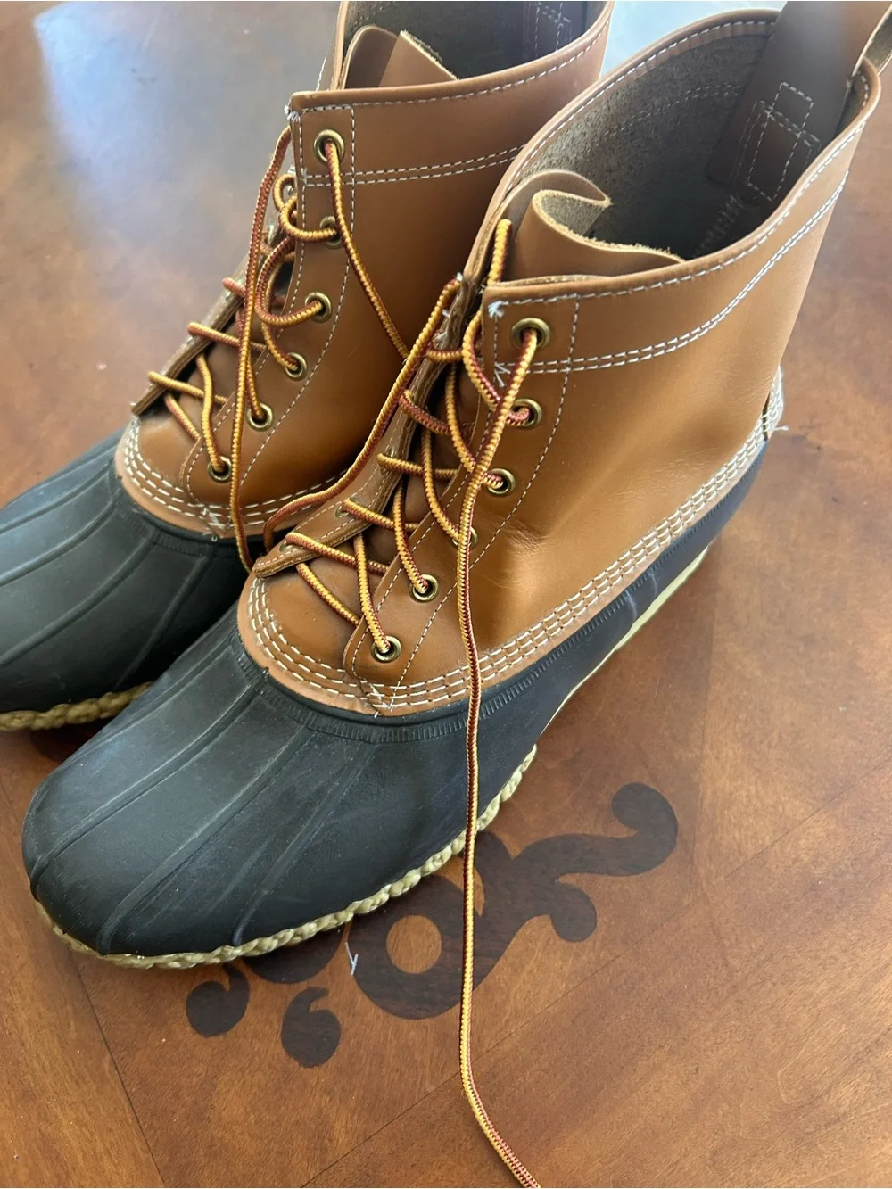 Men's LL Bean Brown Leather and Rubber Duck Boots
